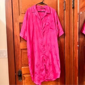 Vintage Floral Pink Button-Up Dress / Muu Muu - One Size